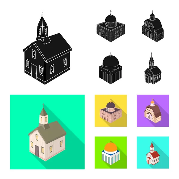 Diseño vectorial de templo y logotipo histórico. Colección de templo y el icono del vector de fe para la acción . — Vector de stock