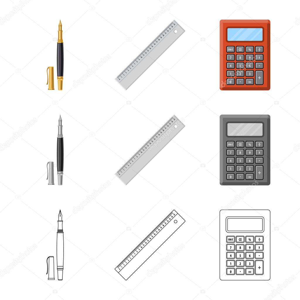 Vector illustration of office and supply symbol. Collection of office and school vector icon for stock.