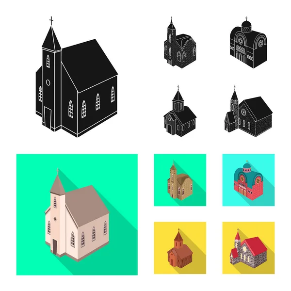 Objeto aislado de templo e icono histórico. Colección de templo y símbolo de stock de fe para la web . — Vector de stock