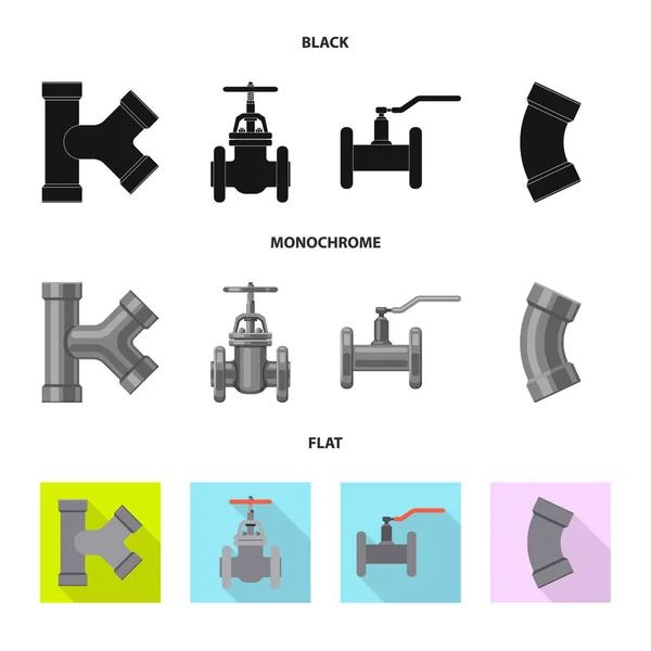 Векторная иллюстрация логотипа трубы и трубы. Сбор векторной иллюстрации труб и трубопроводов . — стоковый вектор