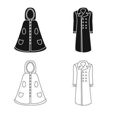 Malzeme ve giyim logo vektör çizimi. Malzeme ve giysi hisse senedi vektör çizim seti.