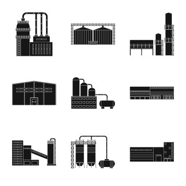 Mimari ve teknoloji sembolünün vektör tasarımı. Web için mimari ve bina stok sembolü koleksiyonu.