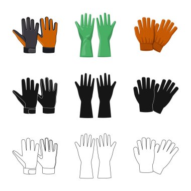 Eldiven ve kış logo yalıtılmış nesne. Hisse senedi için eldiven ve ekipman vektör simge kümesi.