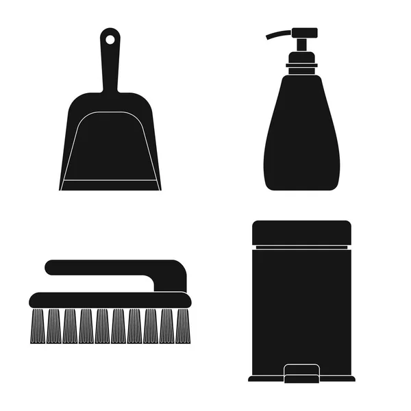 Design de vetor de limpeza e logotipo de serviço. Coleta de limpeza e ilustração do vetor do estoque doméstico . — Vetor de Stock