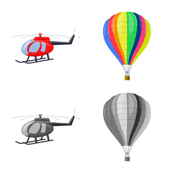 Isolated object of plane and transport icon. Collection of plane and sky vector icon for stock.