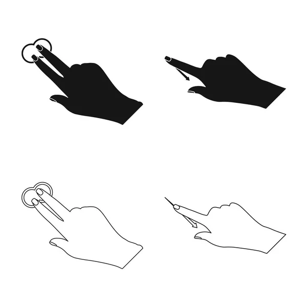 Isoliertes Objekt von Touchscreen und Handzeichen. Set aus Touchscreen und Touchstock-Symbol für Web. — Stockvektor