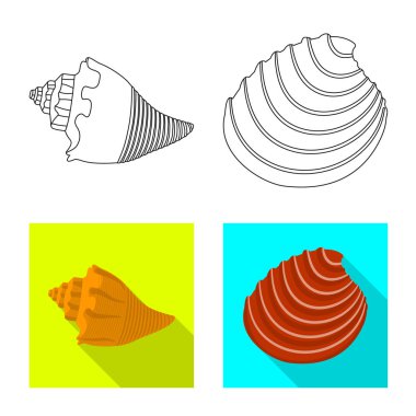 Hayvan ve dekorasyon simge vektör Illustration. Hisse senedi için hayvan ve okyanus vektör simge kümesi.