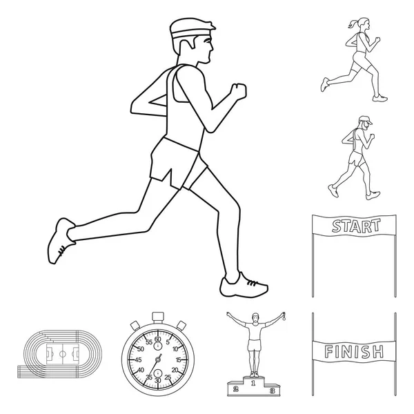 Векторный дизайн упражнений и логотип спринтера. Коллекция упражнений и марафонский символ запаса для интернета . — стоковый вектор