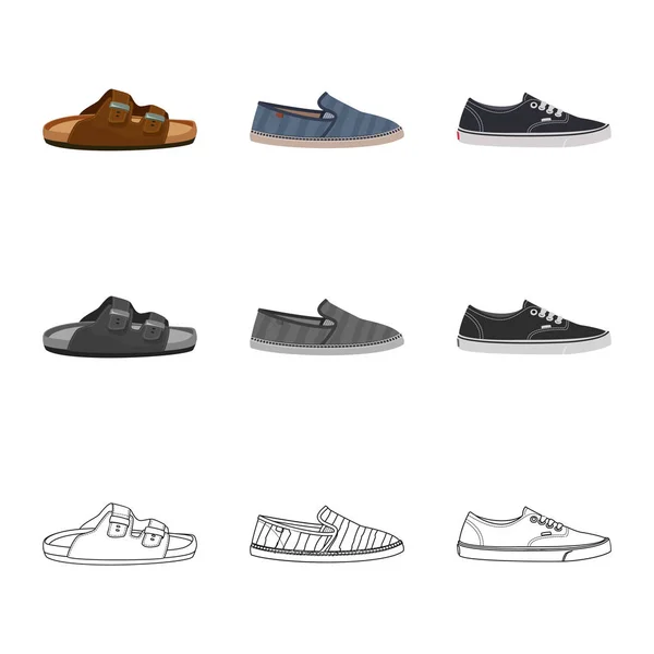 Diseño vectorial de zapato y calzado icono. Colección de zapatos y pies stock vector ilustración . — Archivo Imágenes Vectoriales