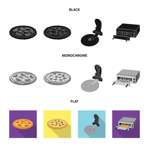 Ізольований об'єкт піци та харчового символу. Набір символів піци та італії для Інтернету . — стоковий вектор