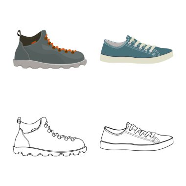 Ayakkabı ve ayakkabı simge vektör Illustration. Hisse senedi için ayakkabı ve ayak vektör simge topluluğu.