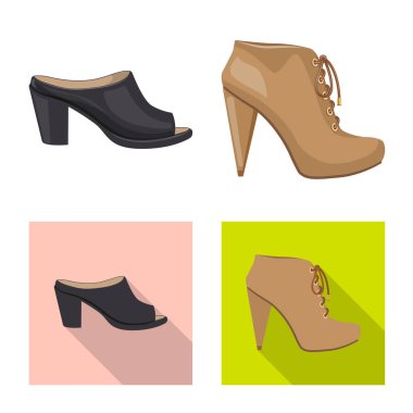 Ayakkabı ve kadın simge vektör tasarımı. Ayakkabı gibi ayarla ve stok vektör çizim ayak.