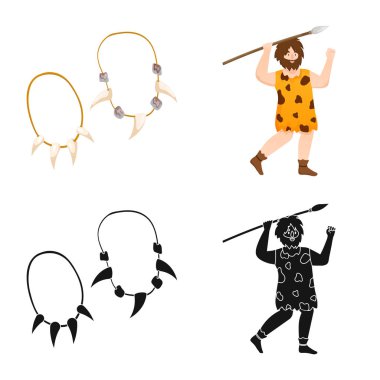 Evrimin vektör çizimi ve neolitik işaret. Evrim dizisi ve ağ için ilkel hisse simgesi.