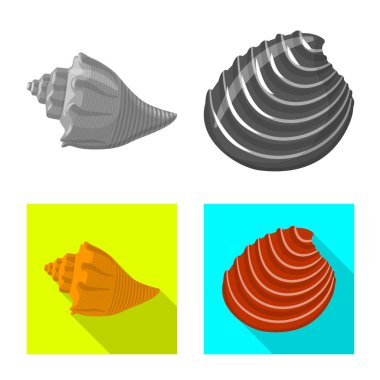 Hayvan ve dekorasyon logo vektör tasarımı. Hisse senedi için hayvan ve okyanus vektör simge topluluğu.