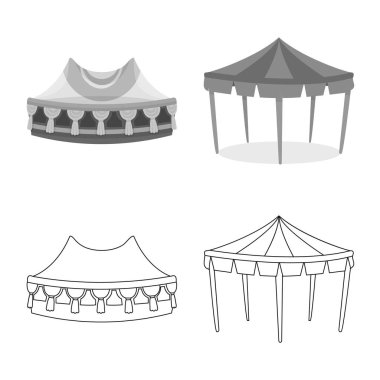 Çatı ve katlama logosunun vektör çizimi. Stok için çatı ve mimari vektör simgesi kümesi.