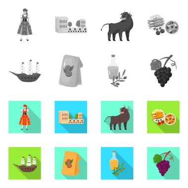 İzole nesne ve tarihi logo. Stok için toplama ve ülke vektör simgesi.