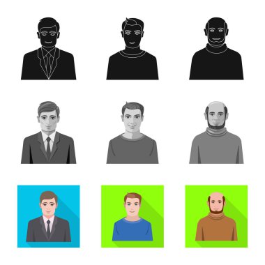 Saç modeli ve meslek işareti yalıtılmış nesne. Saç modeli ve karakter hisse senedi vektör çizim topluluğu.