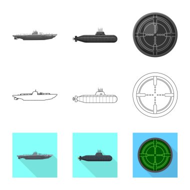 Savaş ve gemi simge vektör tasarımı. Savaş ve filo hisse senedi vektör çizim.