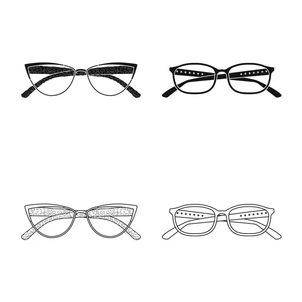 Conception vectorielle des lunettes et du logo du cadre. Collection de lunettes et accessoire stock symbole pour web . — Image vectorielle
