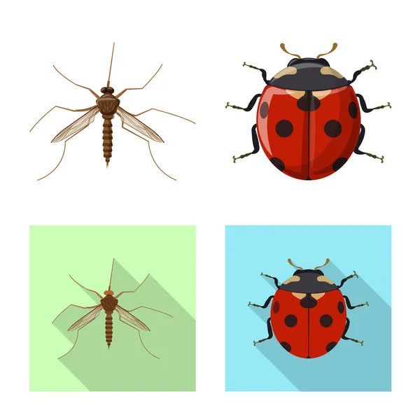 Objeto aislado del logotipo de insectos y moscas. Conjunto de icono de vector de insectos y elementos para stock . — Archivo Imágenes Vectoriales