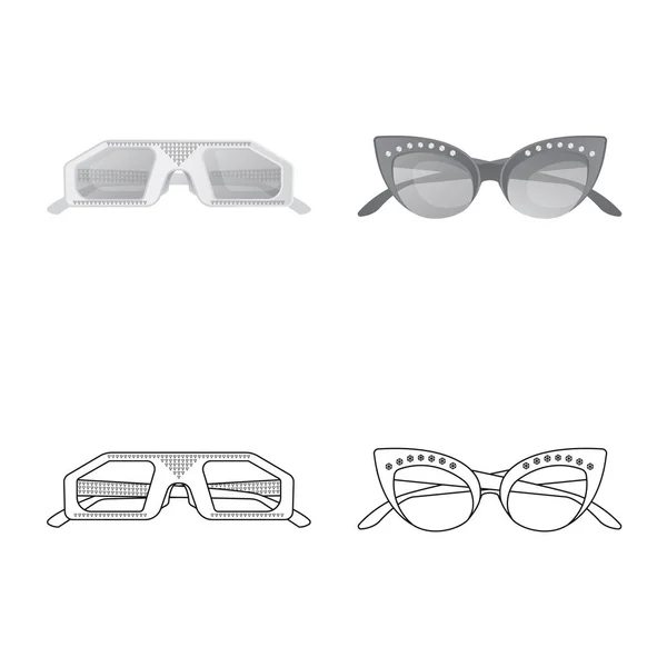 Oggetto isolato di occhiali e occhiali da sole simbolo. Set di occhiali e icona vettoriale accessoria per magazzino . — Vettoriale Stock