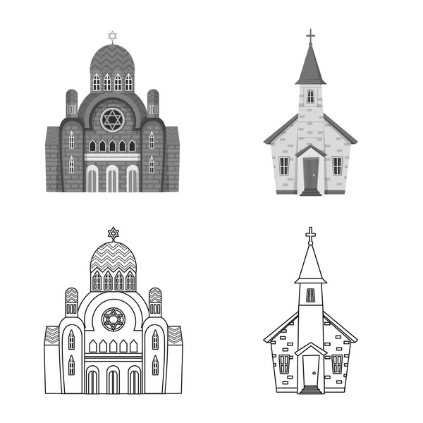 Διάνυσμα σχεδίασης λατρείας και εικόνας ναού. Συλλογή από λατρεία και ενορία σύμβολο αποθέματος για το διαδίκτυο. — Διανυσματικό Αρχείο