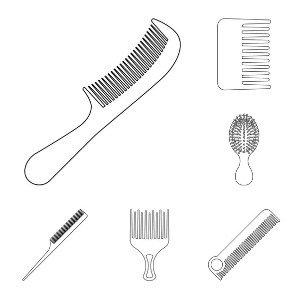Design vetorial de escova e logotipo do cabelo. Coleção de escova e escova de cabelo estoque ilustração vetorial . — Vetor de Stock