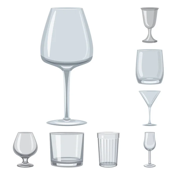 Diseño vectorial de platos e icono de contenedor. Colección de platos e ícono de vector de cristalería para stock . — Vector de stock