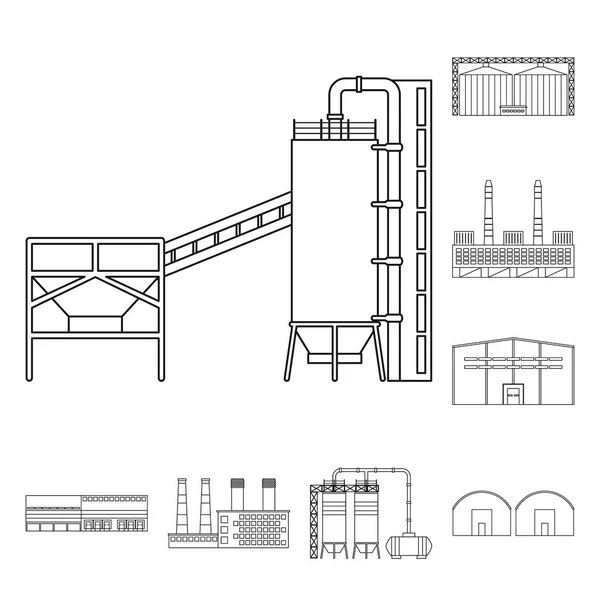 Vector illustration of manufacturing and company icon. Collection of manufacturing and structure stock vector illustration. — Stock Vector