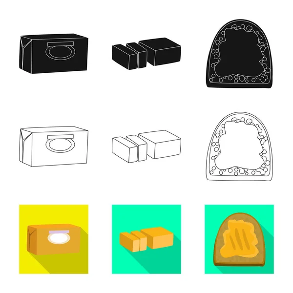 奶油和产品符号的孤立对象。奶油和农场种群向量的汇集例证. — 图库矢量图片