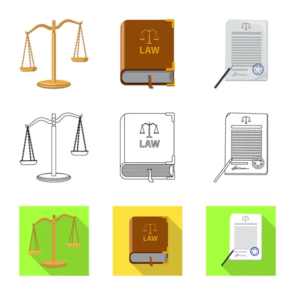 Vector illustration of law and lawyer sign. Set of law and justice stock symbol for web. — Stock Vector