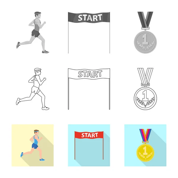 Vektorillustration av sport och vinnaren symbol. Uppsättning av sport och fitness aktiesymbol för webben. — Stock vektor