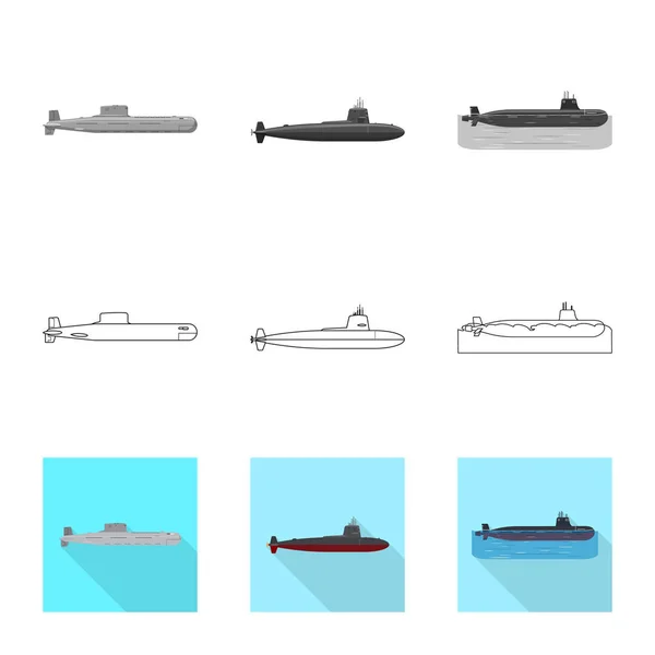 Ilustración vectorial de guerra y señal de barco. Colección de ilustración vectorial de guerra y flota . — Vector de stock