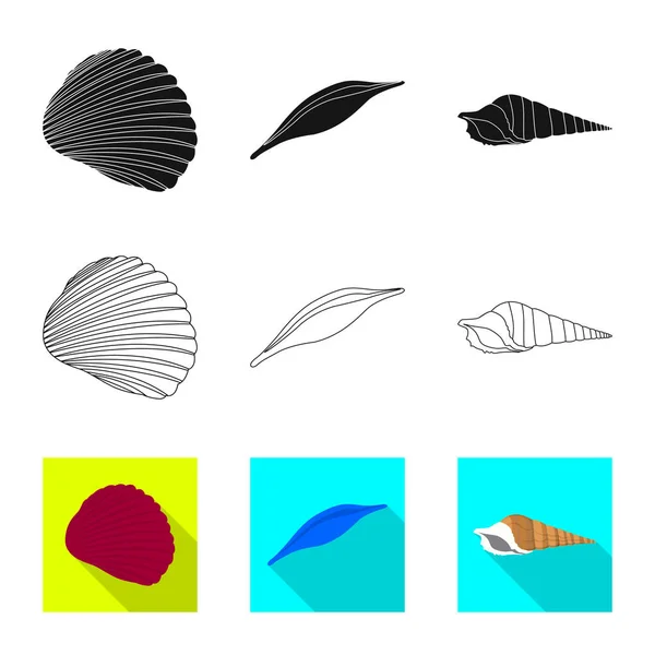 Vektorillustration av kännetecken som är djur- och dekoration. Samling av djur- och ocean aktiesymbol för webben. — Stock vektor
