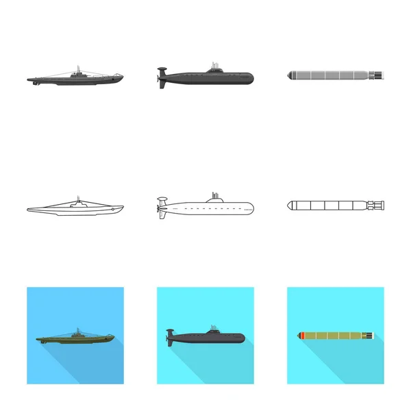 Векторное оформление иконы войны и корабля. Набор символов войны и запасов флота для интернета . — стоковый вектор