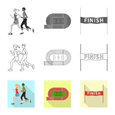 Spor ve kazanan işareti vektör tasarımı. Spor ve fitness hisse senedi vektör çizim topluluğu.