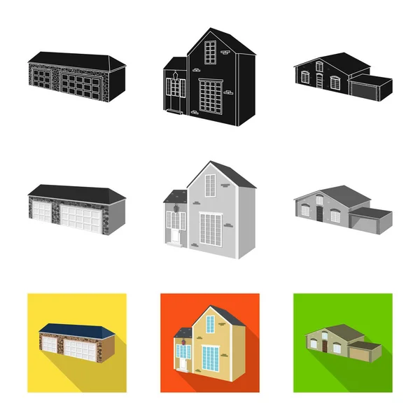 Objet isolé de façade et logo du logement. Collection d'icône vectorielle de façade et d'infrastructure pour le stock . — Image vectorielle