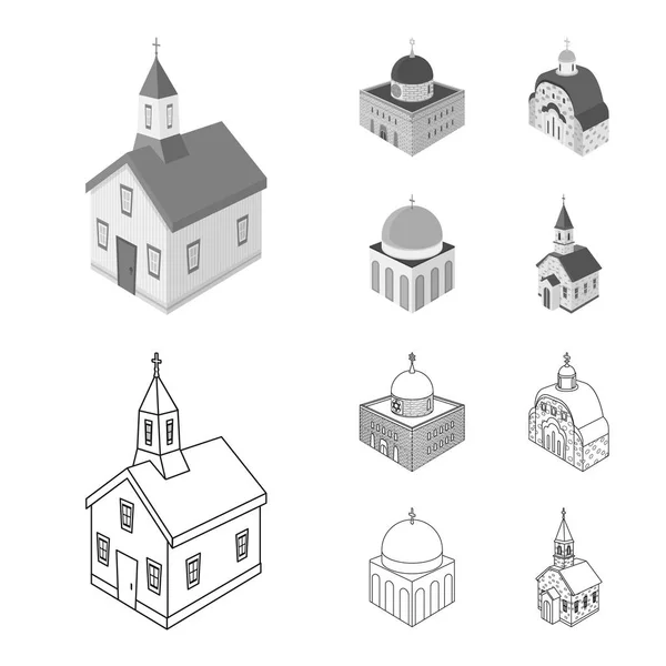 Diseño vectorial del templo y signo histórico. Conjunto de icono de templo y vector de fe para stock . — Vector de stock