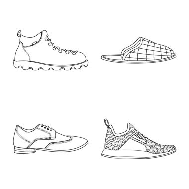 Ayakkabı ve ayakkabı simge vektör tasarımı. Ayakkabı ayarla ve vektör simge stok ayak.