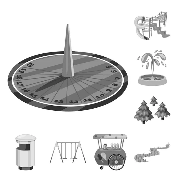 Projeto vetorial do ícone do parque e da cidade. Conjunto de parque e símbolo de estoque de rua para web . — Vetor de Stock