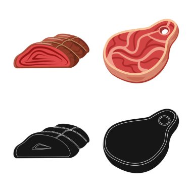 Eti ve jambon logo vektör Illustration. Et ve hisse senedi için pişirme vektör simgesi ayarla.