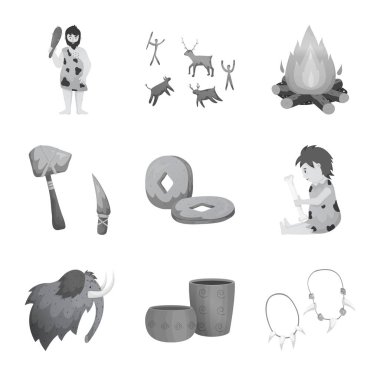 Tarih ve dönem sembolü yalıtılmış nesne. Web için tarih ve Neolitik stok sembolü kümesi.