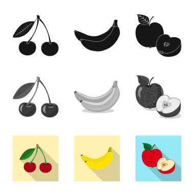 Sebze ve meyve simge vektör tasarımı. Hisse senedi için sebze ve vejeteryan vektör simge kümesi.