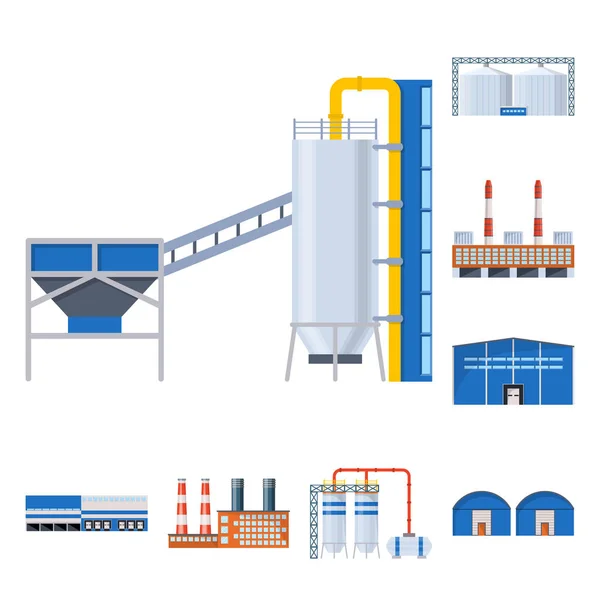 Objet isolé de l'industrie et le symbole du bâtiment. Ensemble d'illustration vectorielle de l'industrie et du stock de construction . — Image vectorielle