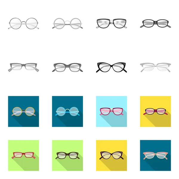 Objet isolé de lunettes et de monture signe. Collection de lunettes et accessoires illustration vectorielle de stock . — Image vectorielle