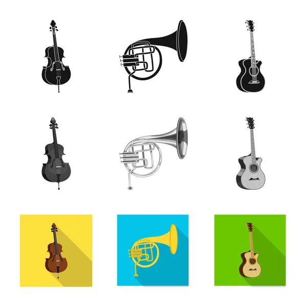 Ilustración vectorial de música y sintonía. Colección de música e ilustración de vector de stock de herramientas . — Vector de stock