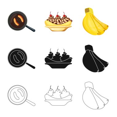 Doğal ve vejetaryen logo vektör tasarımı. Web için doğal ve yeme hisse senedi simgesi kümesi.