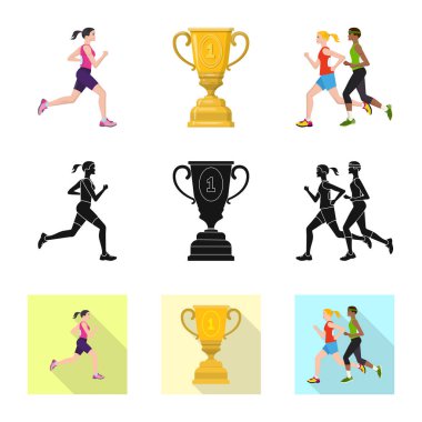 Spor ve kazanan simgesi yalıtılmış nesne. Hisse senedi için spor ve fitness vektör simge kümesi.