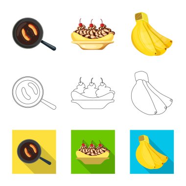 Doğal ve vejetaryen simge vektör Illustration. Web için doğal ve yeme hisse senedi simgesi kümesi.