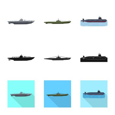 İşareti savaş ve gemi tasarımı vektör. Savaş ve web için filo hisse senedi simgesi.